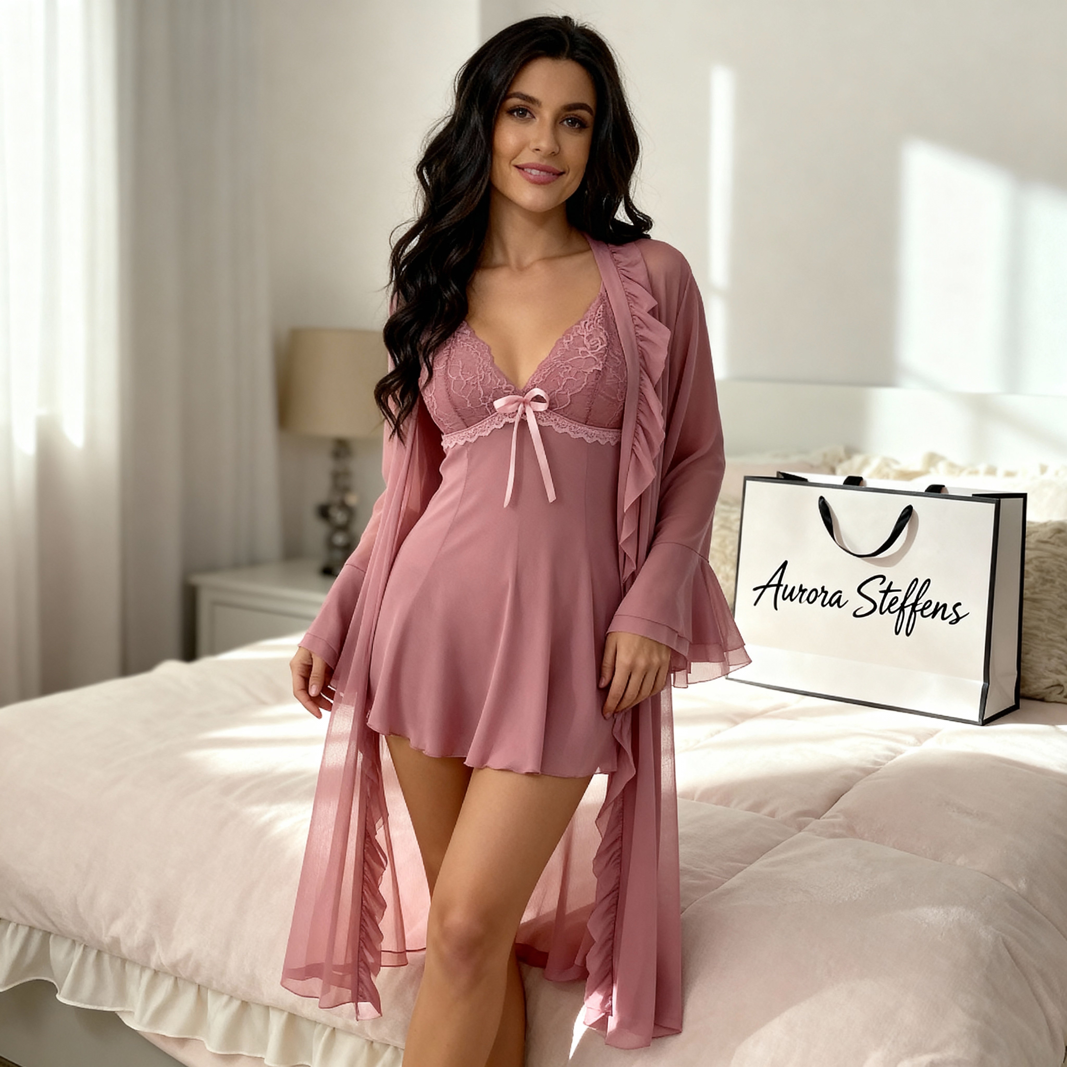 Flirty Lace Suspender Nightgown